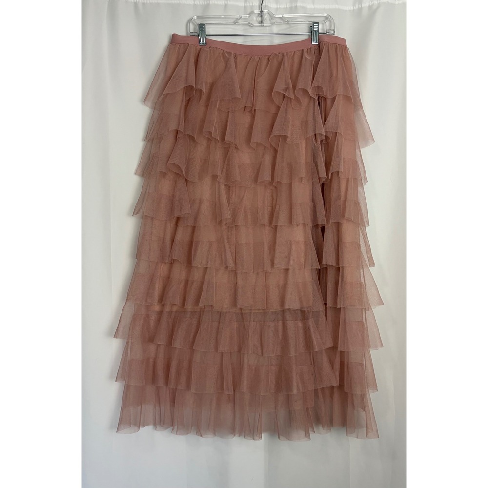 Pink Fairy Tiered Tulle Maxi Skirt 2XL Ruffle Mesh Coquette Cottagecore women